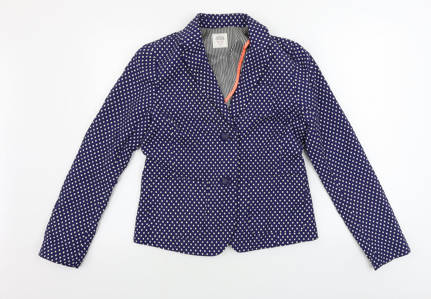 Preworn  Womens Blue Polka Dot  Jacket Blazer Size 10