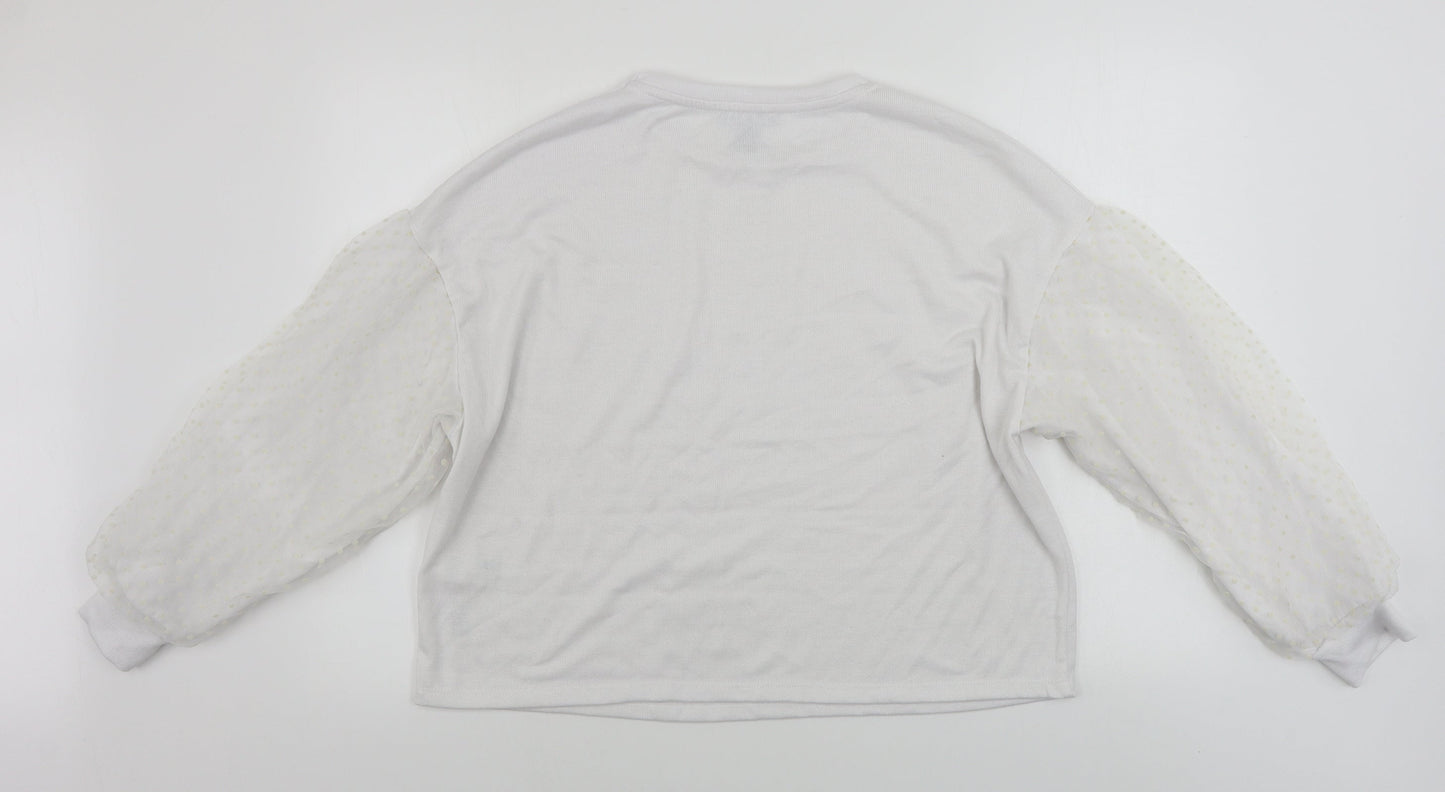 New Look  Womens White Polka Dot  Pullover Jumper Size L