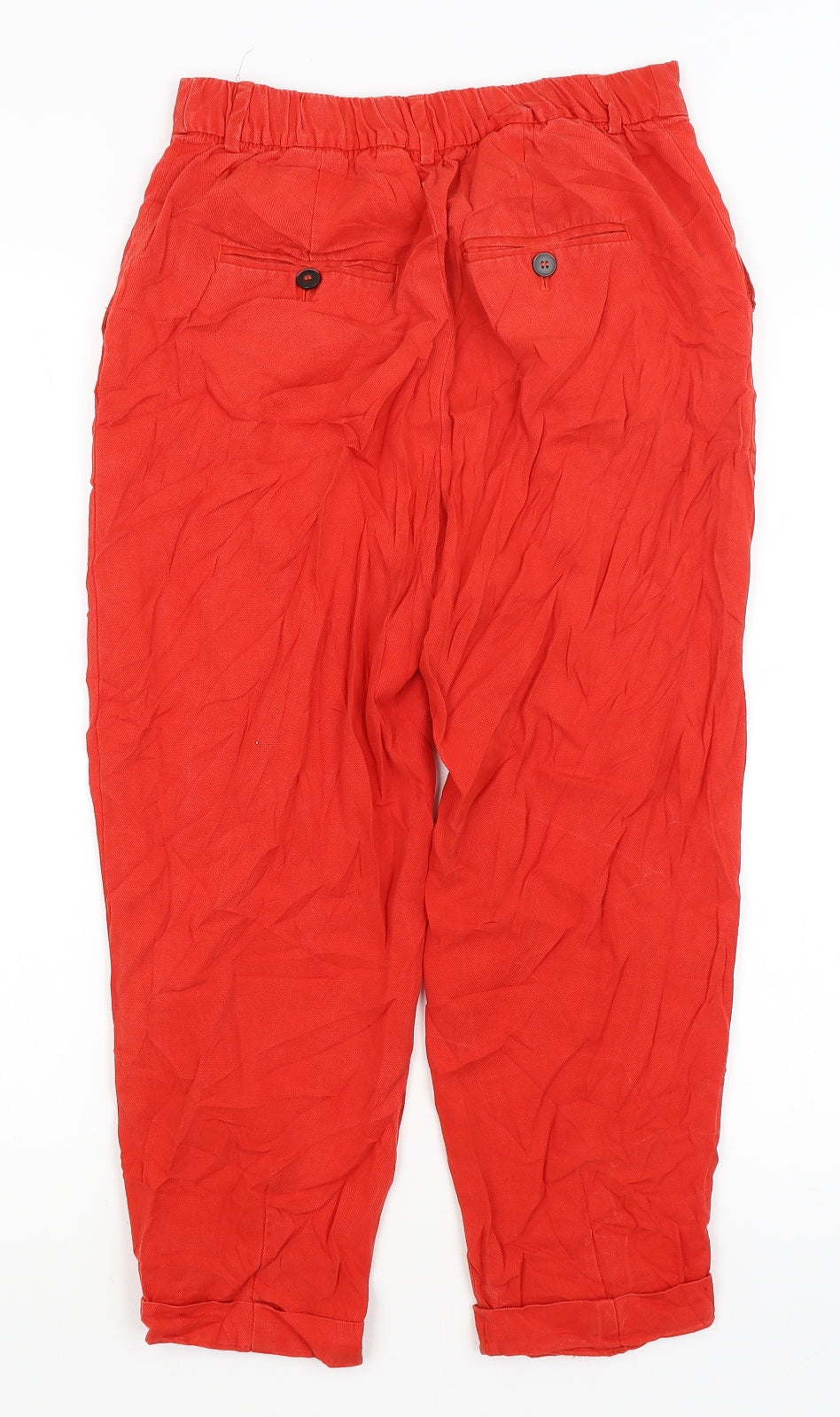 Zara Womens Red   Cropped Trousers Size XS L22 in