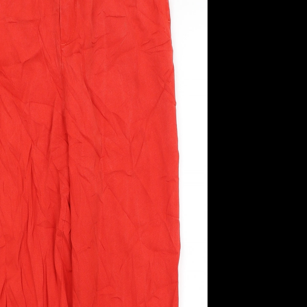 Zara Womens Red   Cropped Trousers Size XS L22 in
