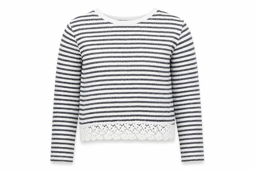 M&S Girls White Striped  Pullover Jumper Size 9-10 Years