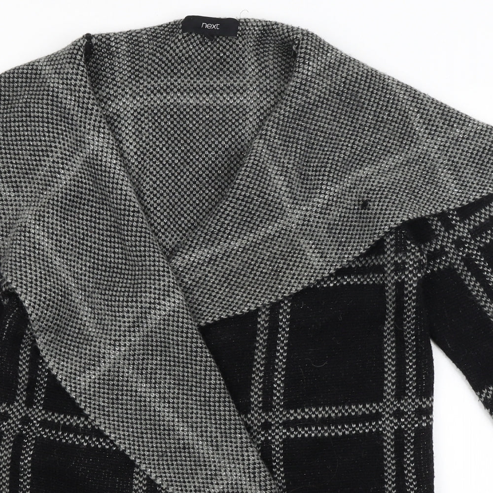 NEXT Womens Black Check  Wrap Jumper Size M