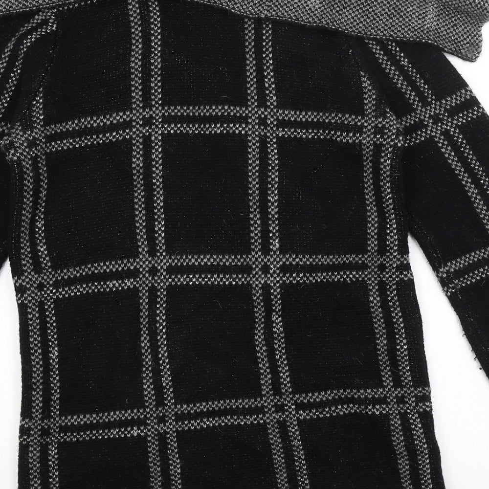 NEXT Womens Black Check  Wrap Jumper Size M