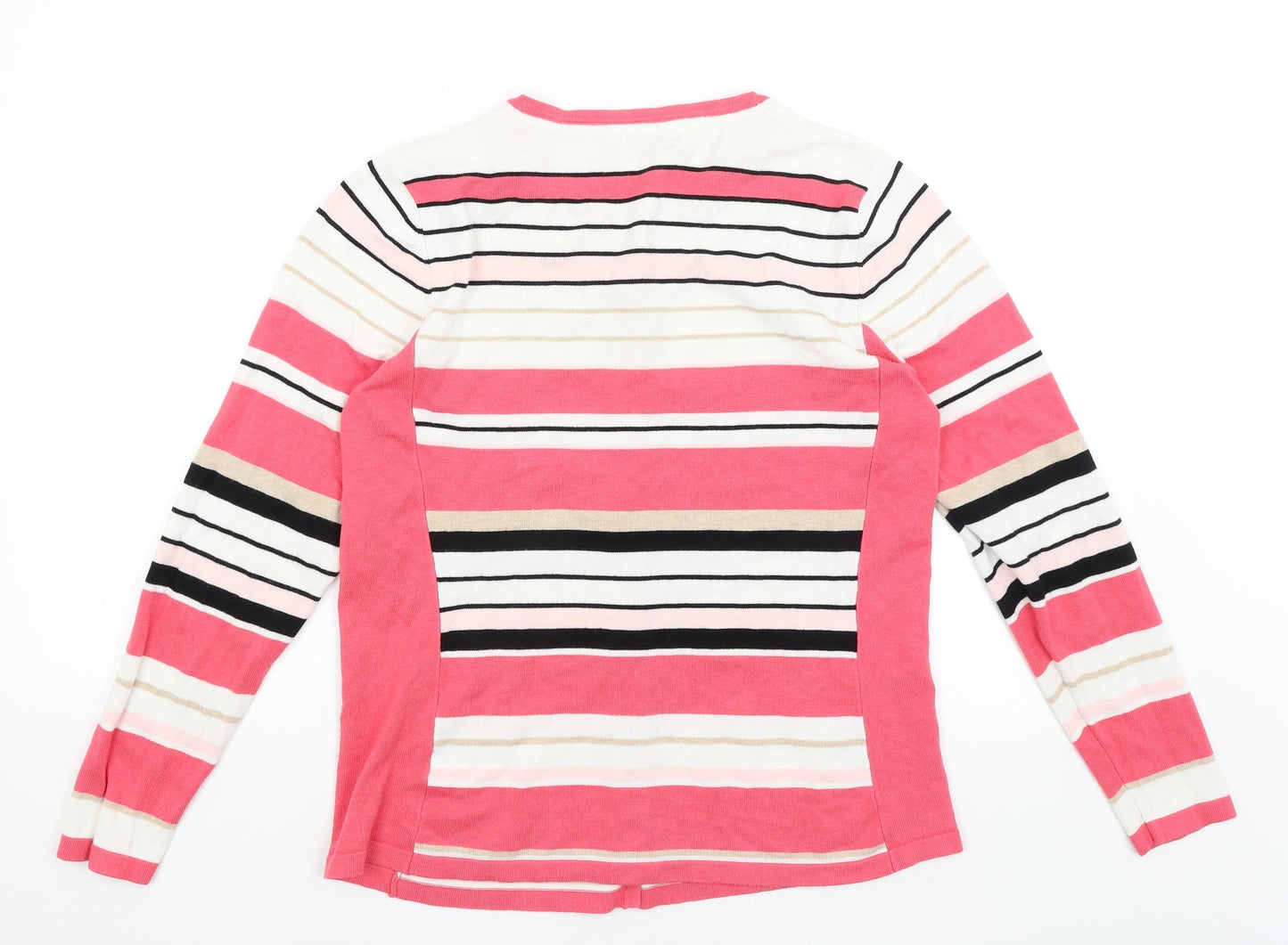 Micha Womens Pink Striped  Cardigan Jumper Size L