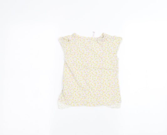 Mothercare Girls White Floral  Basic T-Shirt Size 3-4 Years