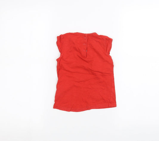 Mothercare Girls Red   Basic T-Shirt Size 2-3 Years