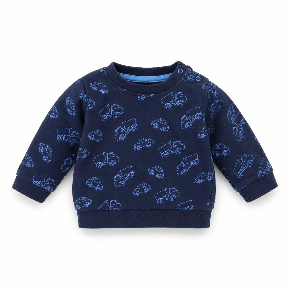 Front view of Peacocks Baby Blue jumper, size 0-3, Months