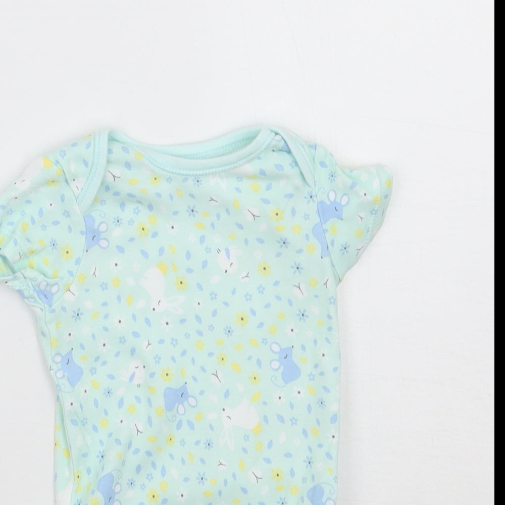 George Baby Green Floral  Babygrow One-Piece Size 0-3 Months