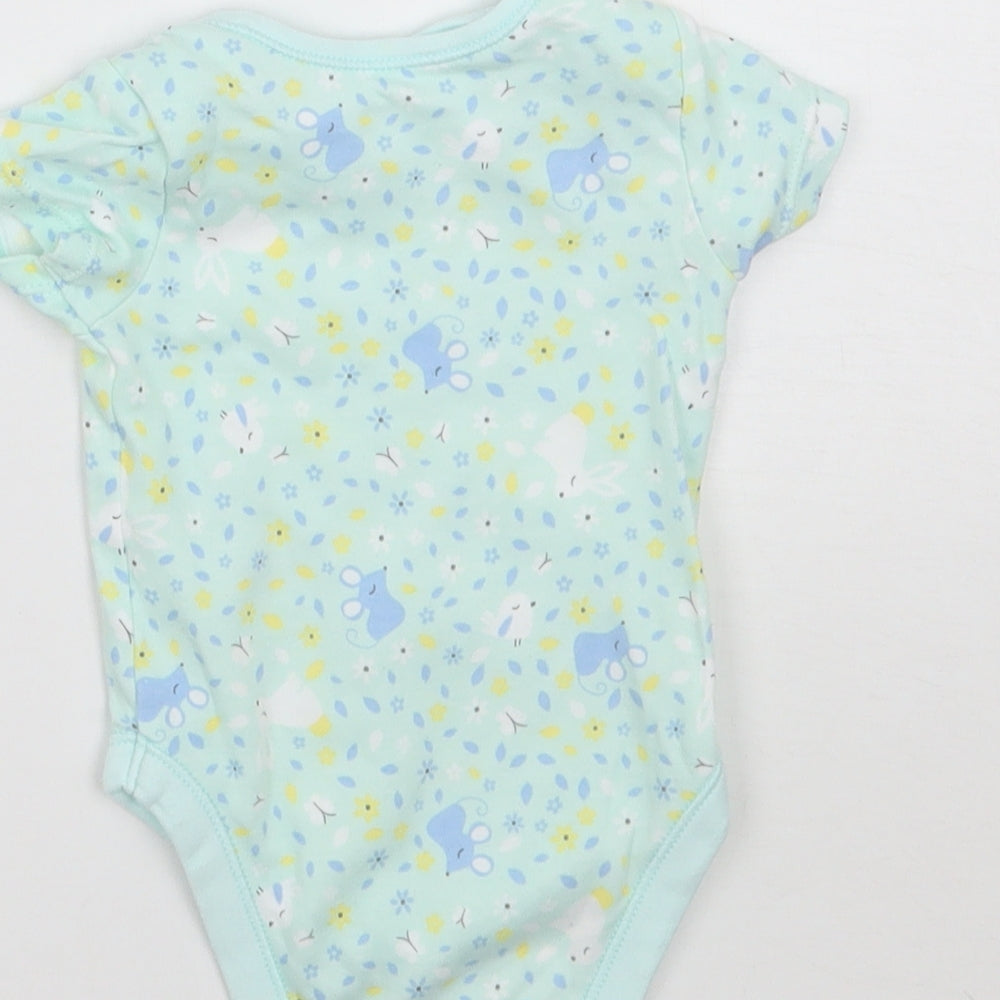 George Baby Green Floral  Babygrow One-Piece Size 0-3 Months