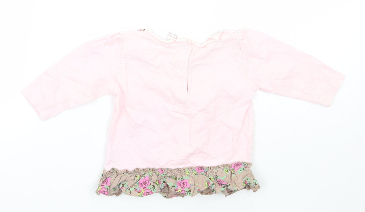 NEXT Girls Pink Floral  Basic T-Shirt Size 3-6 Months
