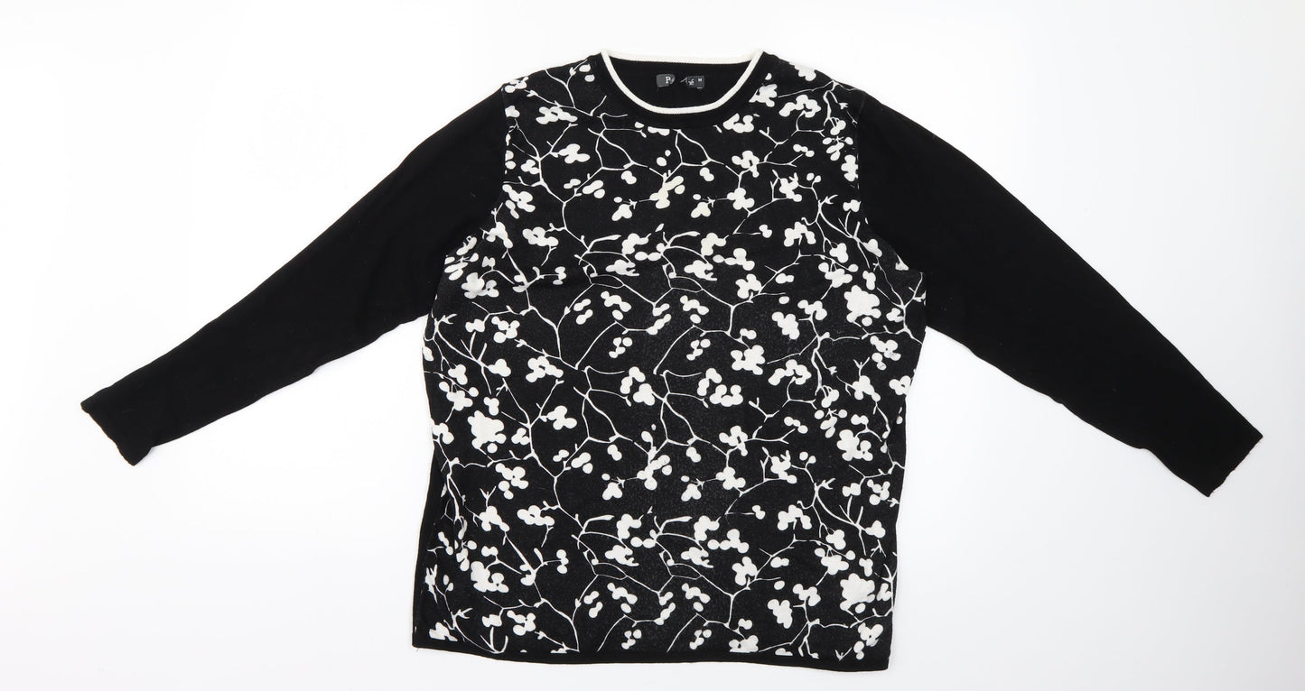 Preworn Womens Black Floral  Pullover Jumper Size M