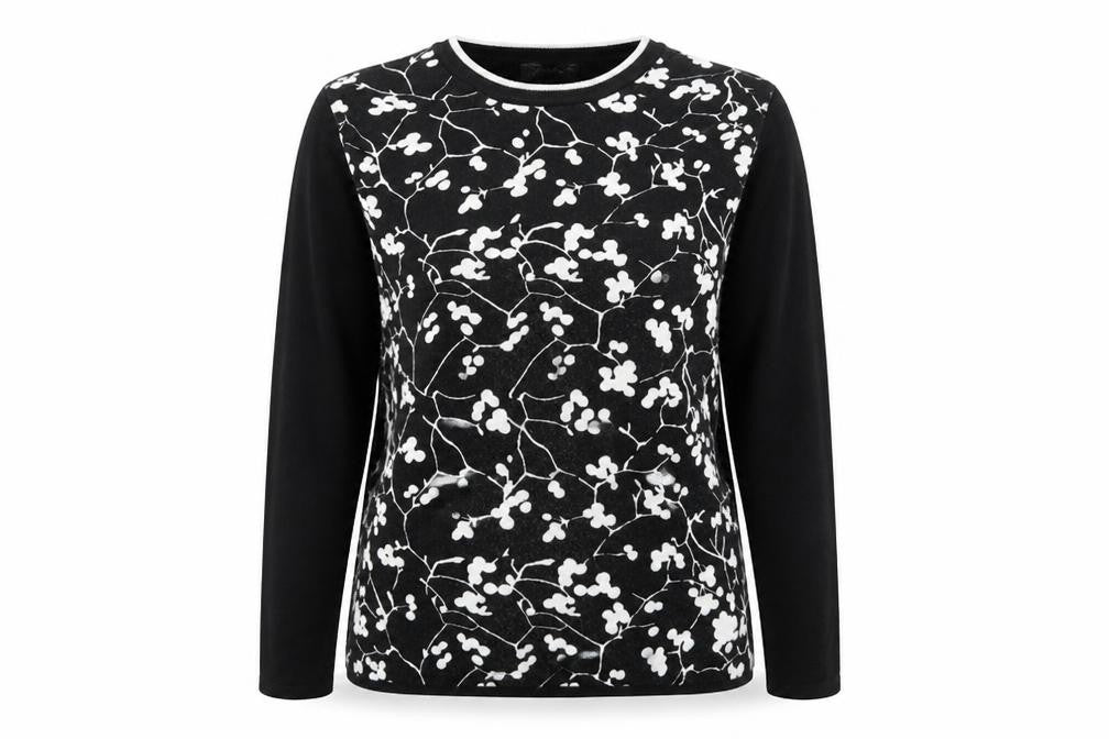 Preworn Womens Black Floral  Pullover Jumper Size M