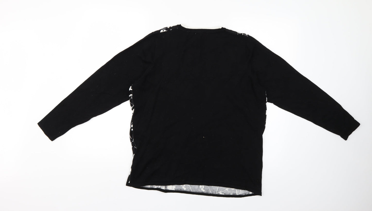 Preworn Womens Black Floral  Pullover Jumper Size M