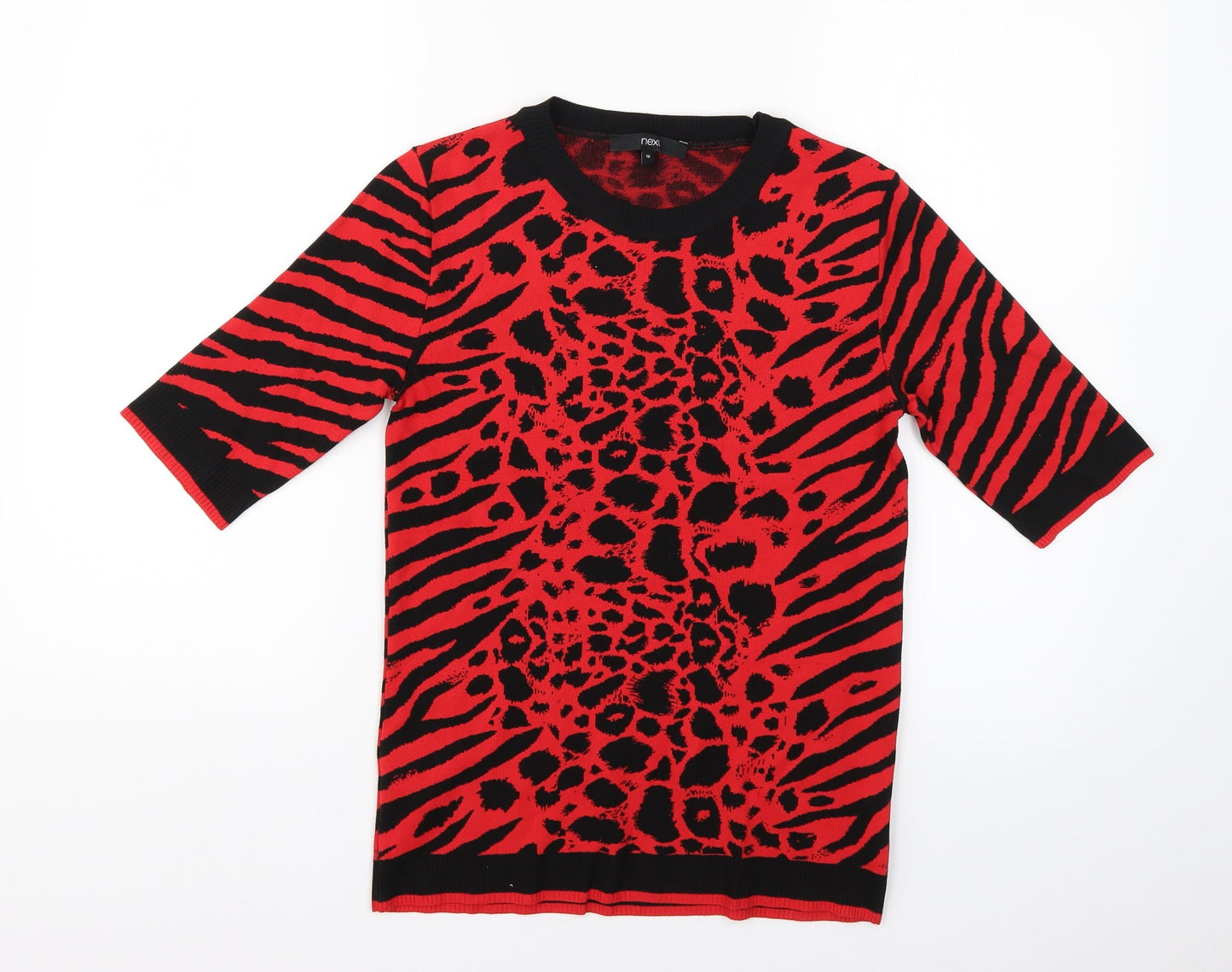 NEXT Womens Red Animal Print  Pullover Jumper Size 10