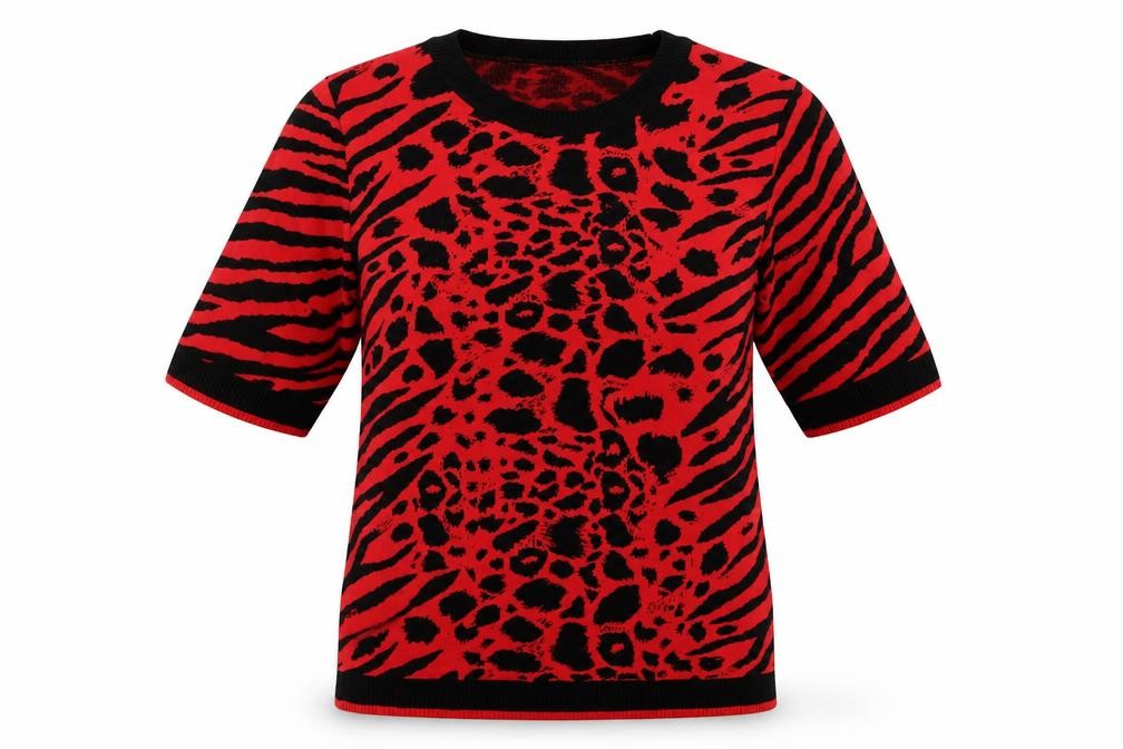 NEXT Womens Red Animal Print  Pullover Jumper Size 10