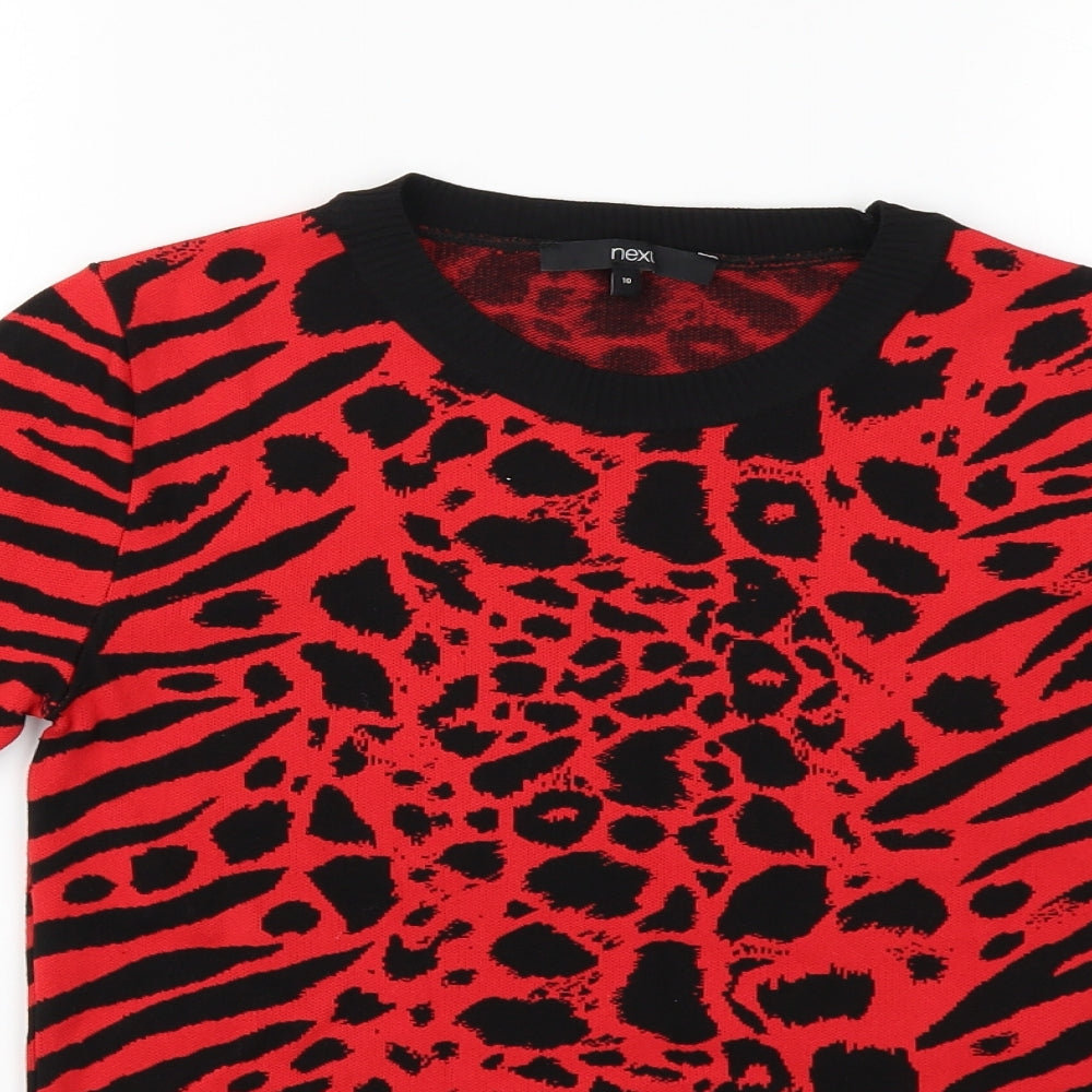 NEXT Womens Red Animal Print  Pullover Jumper Size 10