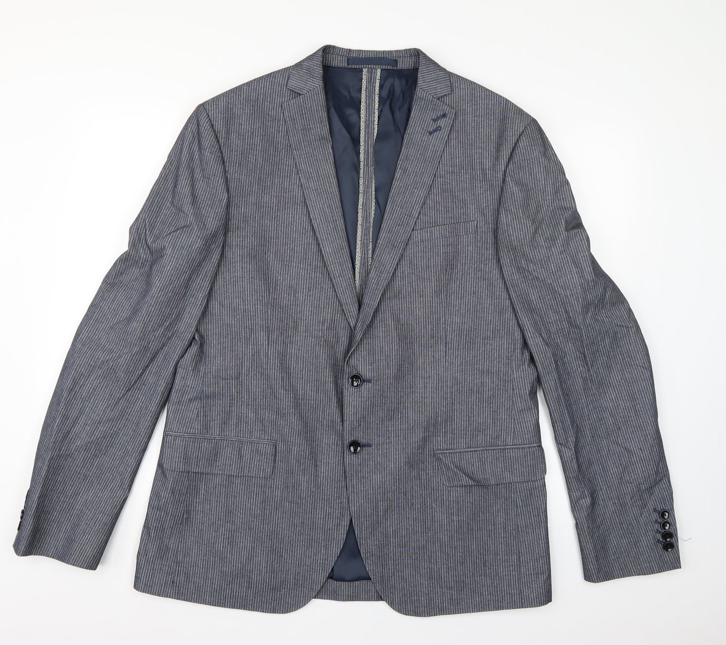 Marks and Spencer Mens Grey Striped  Jacket Suit Jacket Size L