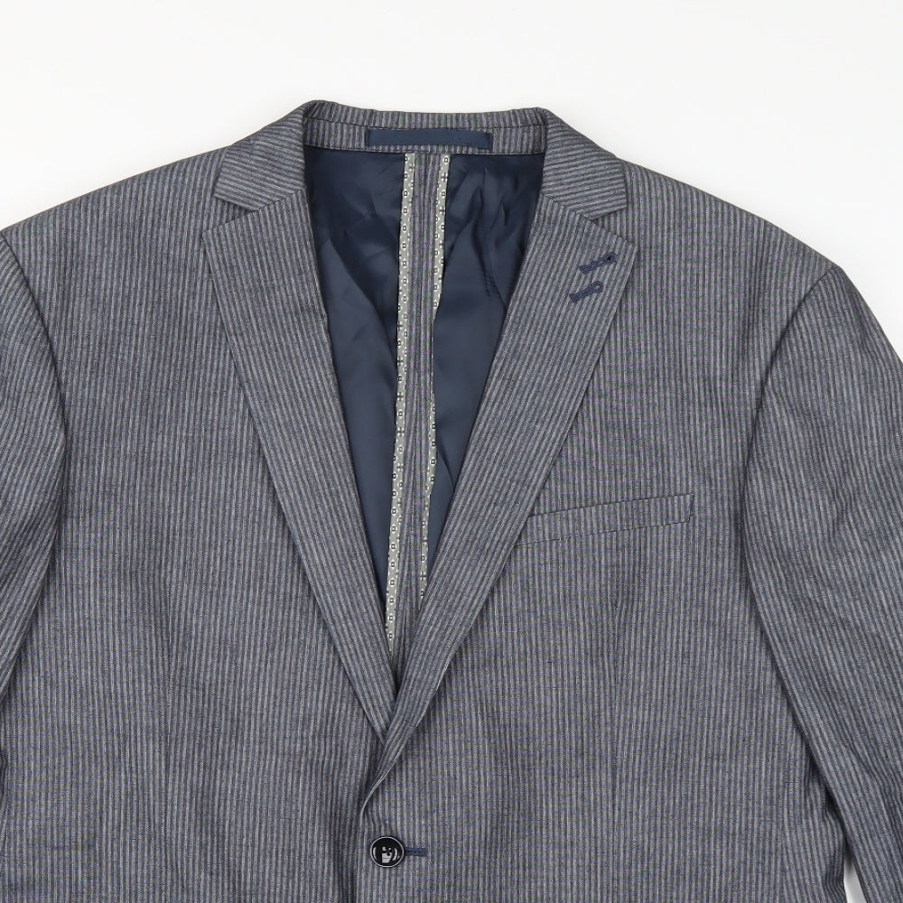 Marks and Spencer Mens Grey Striped  Jacket Suit Jacket Size L