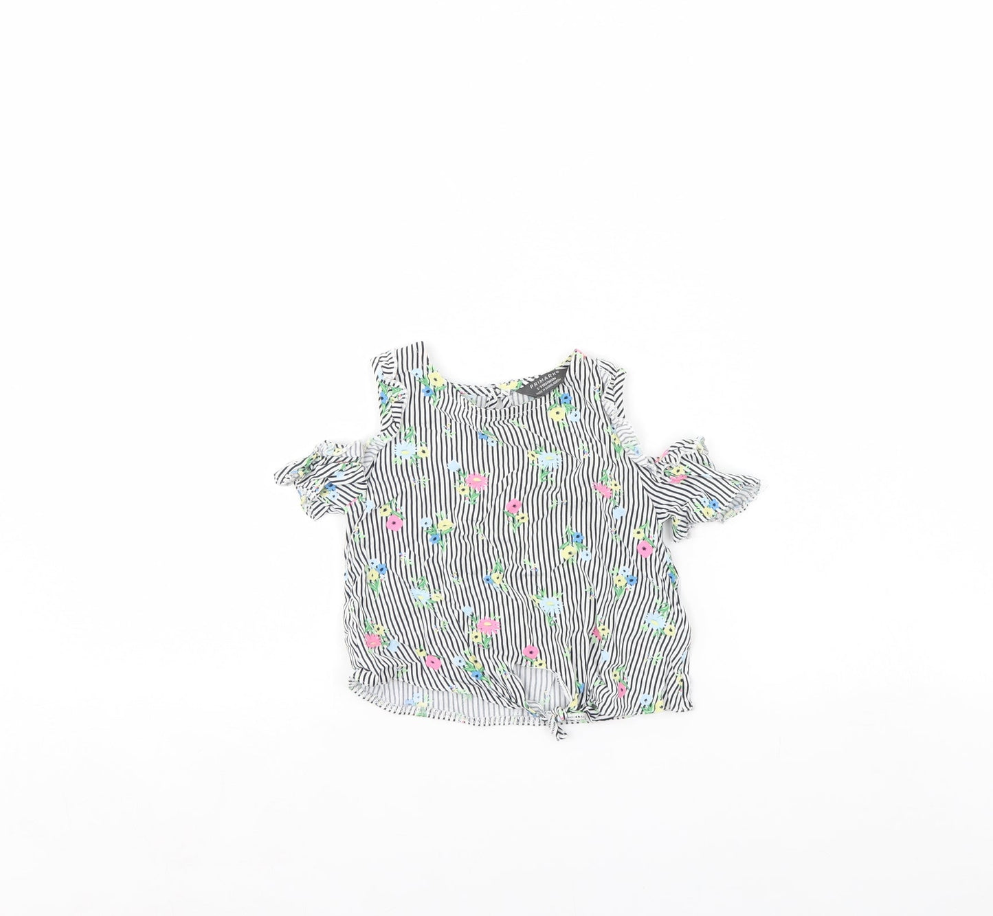 Primark Girls White Striped  Basic Blouse Size 2 Years