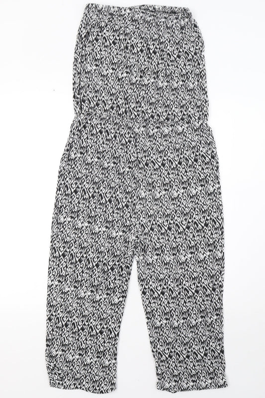 Matalan Womens White Animal Print  Jumpsuit One-Piece Size 8 L21 in