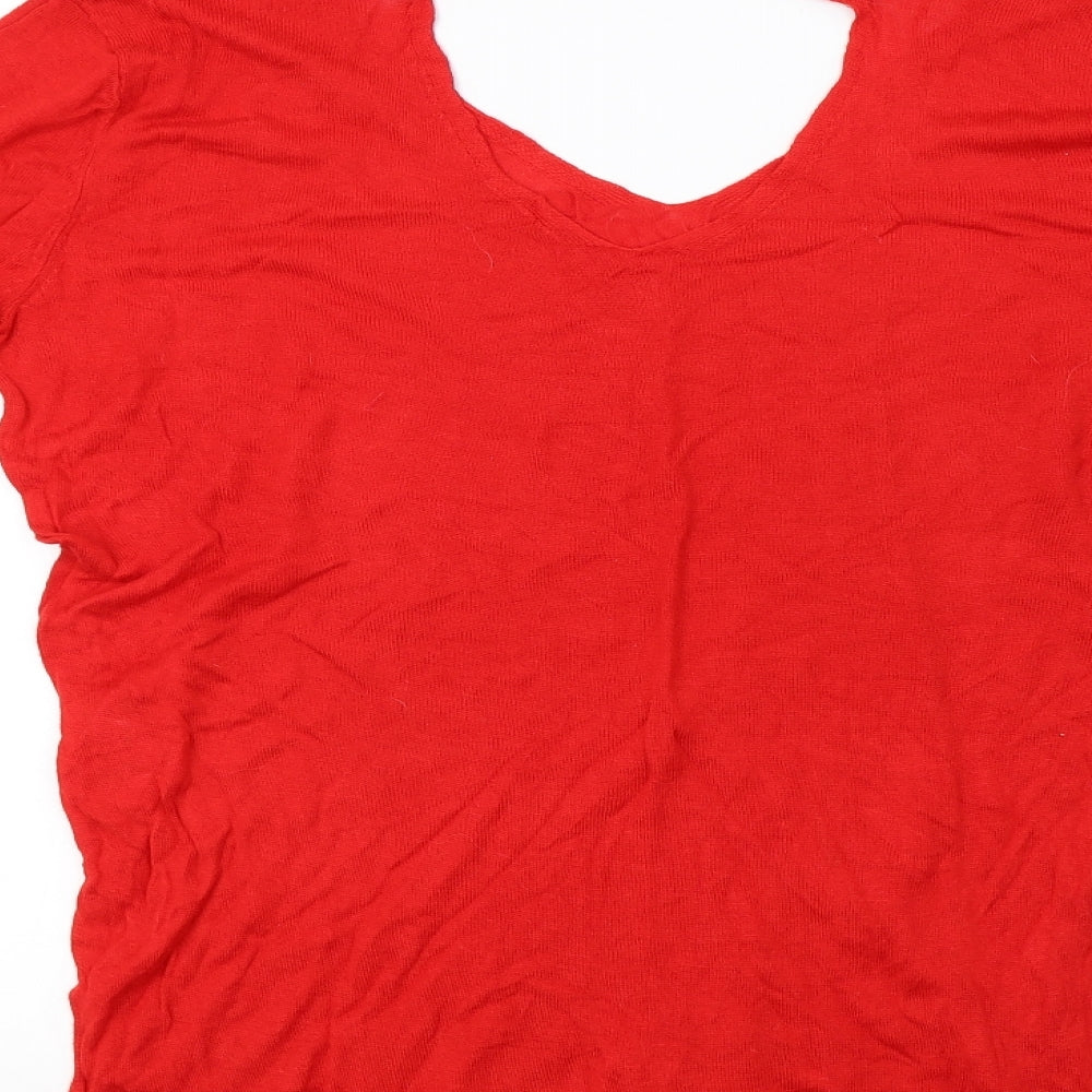 Peacocks Womens Red  Knit Pullover Sweatshirt Size 16