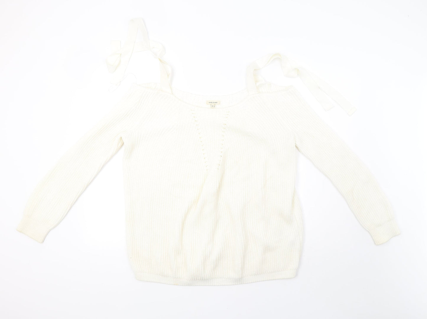 river island  Womens White  Knit Pullover Sweatshirt Size 10