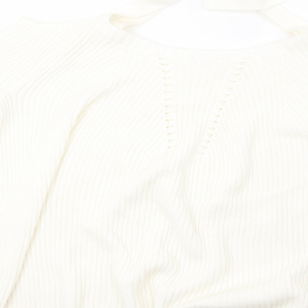 river island  Womens White  Knit Pullover Sweatshirt Size 10