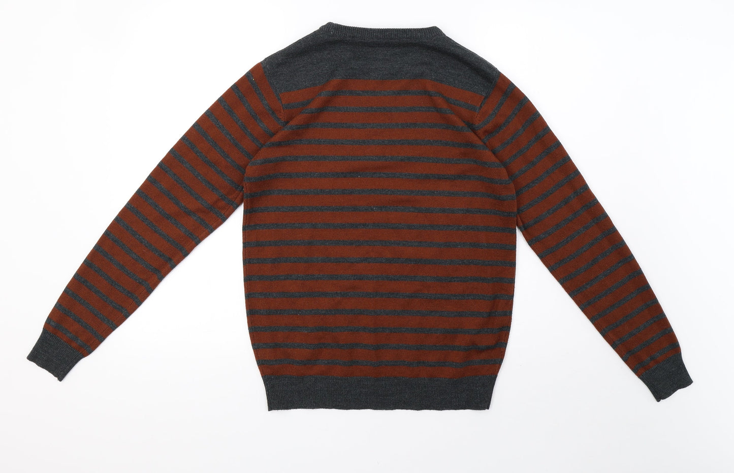 Cedar Wood State Mens Brown Striped Knit Pullover Sweatshirt Size XS