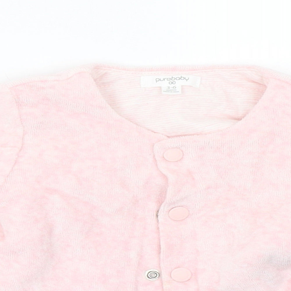 Pure Baby Girls Pink  Fleece Basic Coat Coat Size 3-6 Months