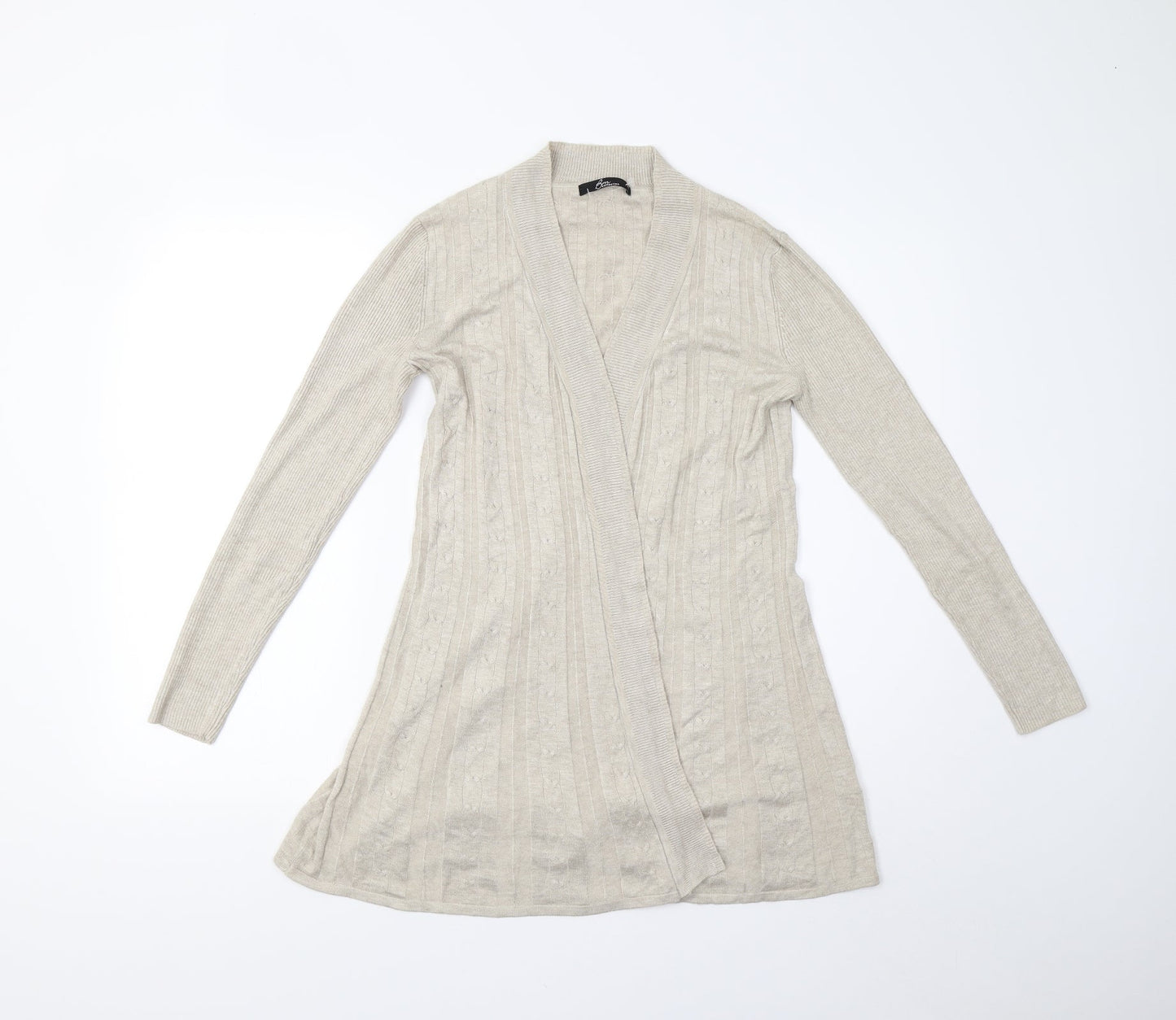 BM Collection Womens Beige  Knit Cardigan Jumper Size XS