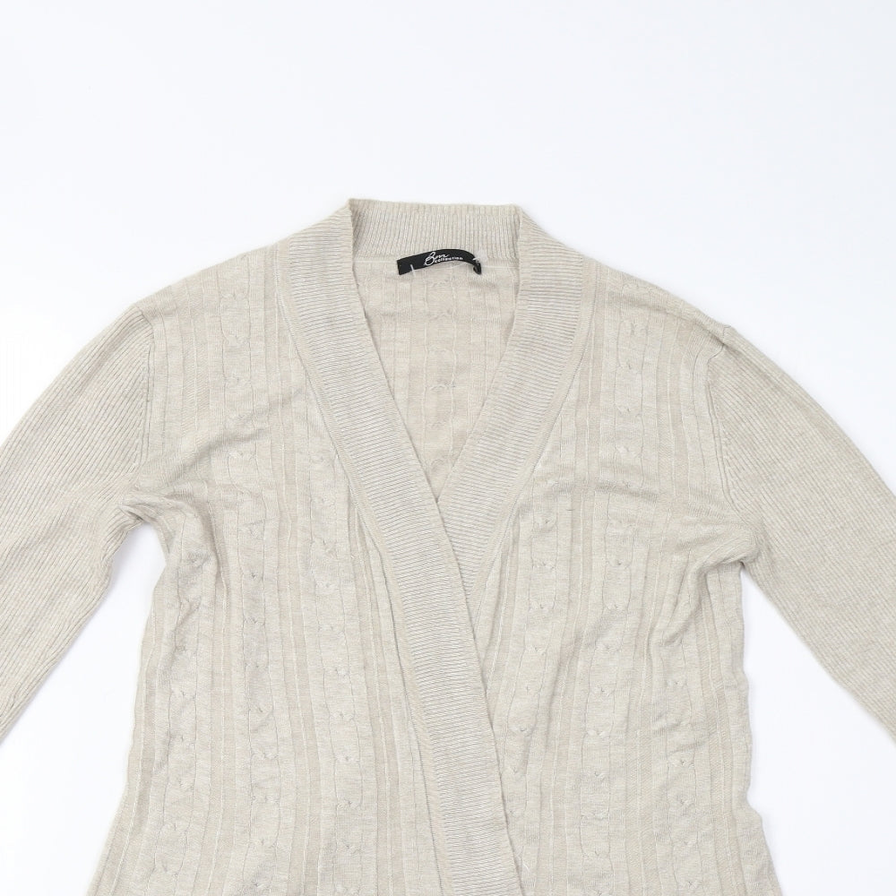 BM Collection Womens Beige  Knit Cardigan Jumper Size XS