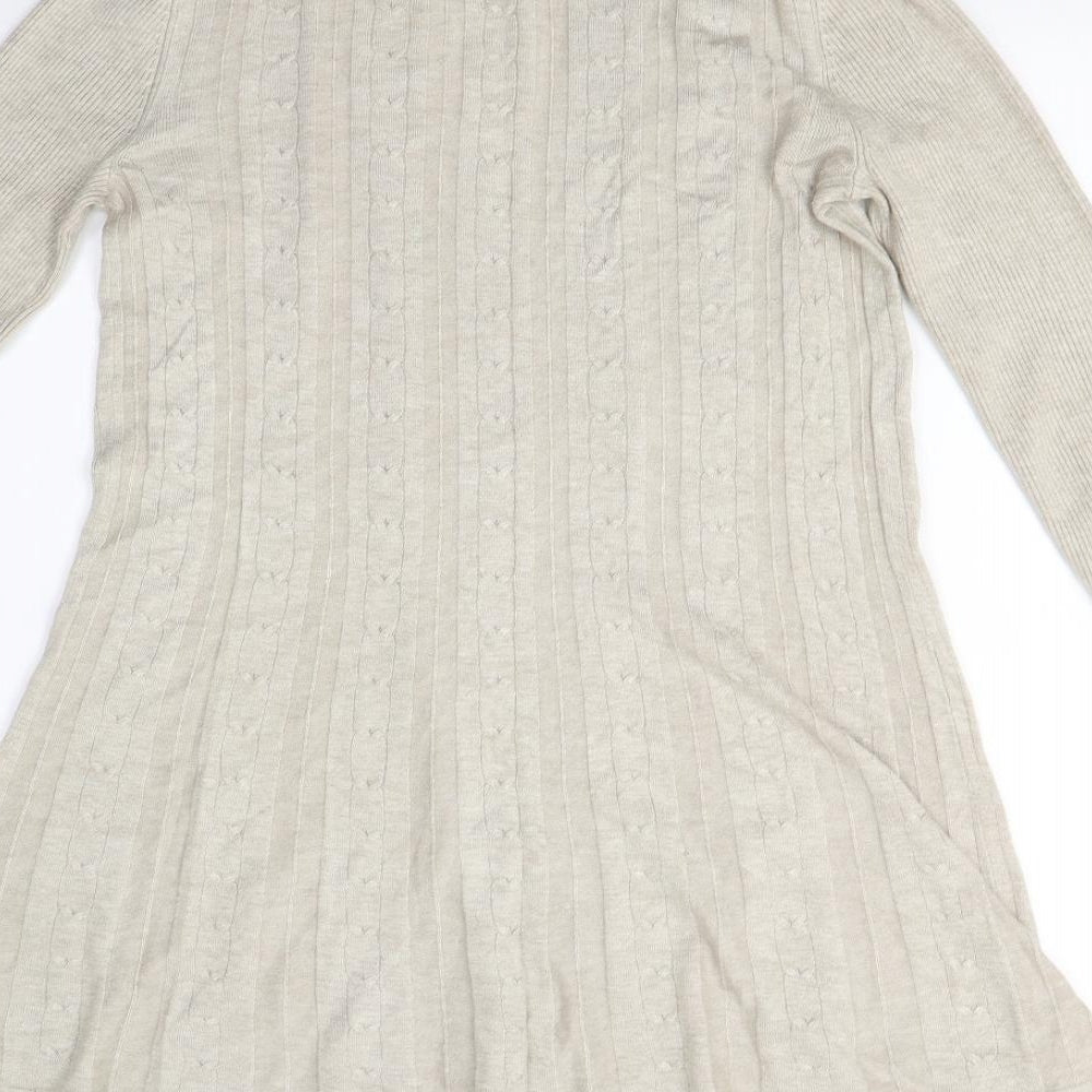 BM Collection Womens Beige  Knit Cardigan Jumper Size XS