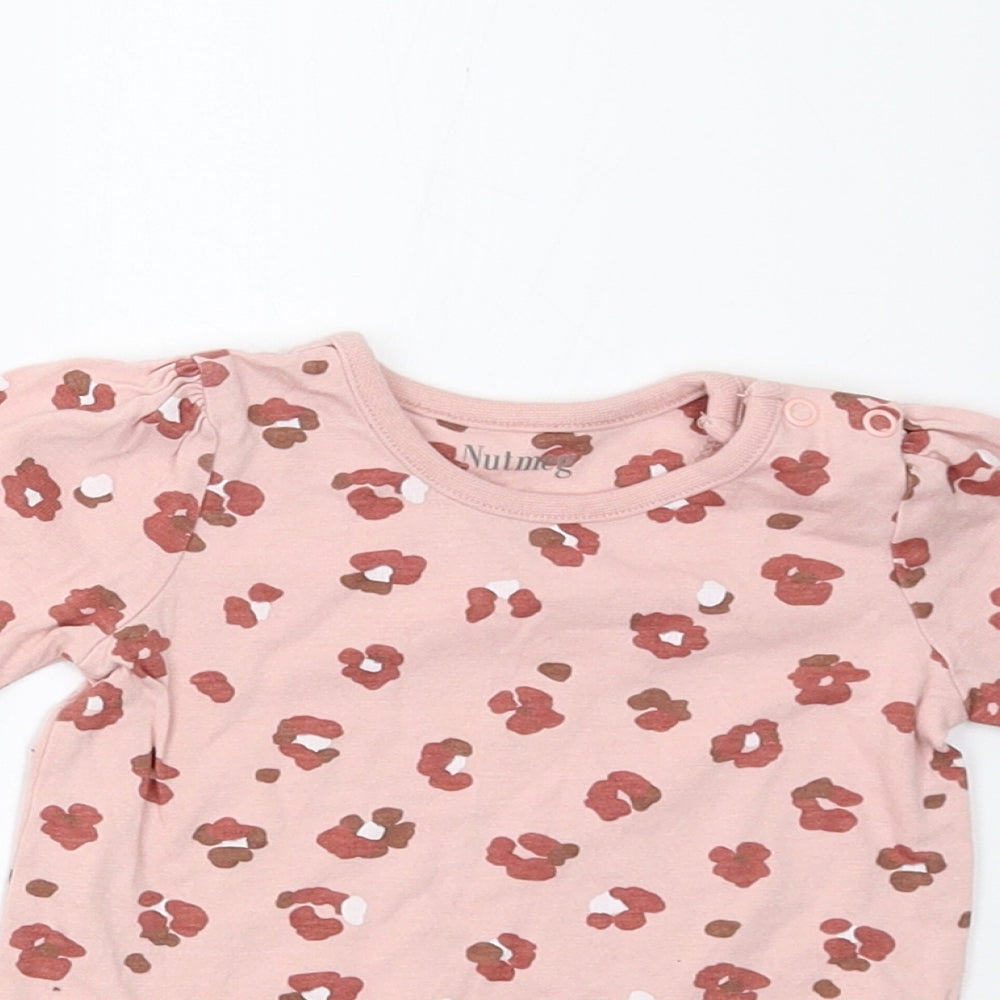 Nutmeg Baby Pink Floral  Basic T-Shirt Size 0-3 Months