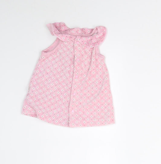 Kanz Girls Pink Geometric  Pinafore/Dungaree Dress  Size 3-6 Months