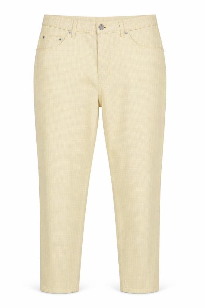 Classic Label Womens Yellow Check Denim Trousers  Size 12 L28 in