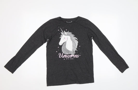 Primark Girls Grey   Top Pyjama Top Size 12 Years  - Unicorn