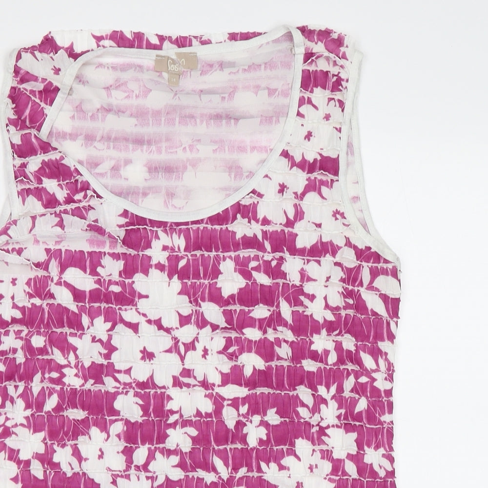 Soon Womens Purple Floral  Basic Tank Size 14