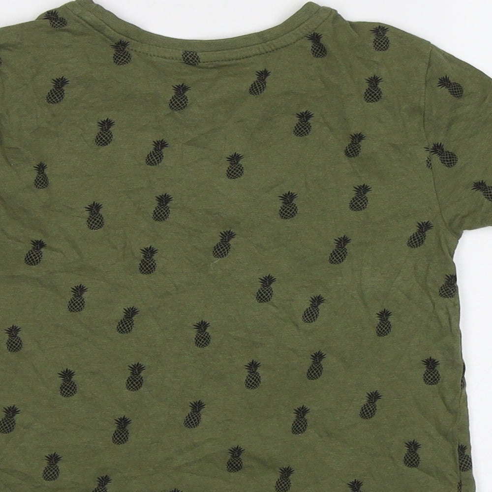 Primark Girls Green   Basic T-Shirt Size 4-5 Years  - Pineapple Print