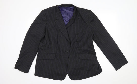 Preworn Womens Grey Striped  Jacket Blazer Size 18