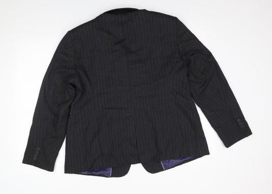Preworn Womens Grey Striped  Jacket Blazer Size 18
