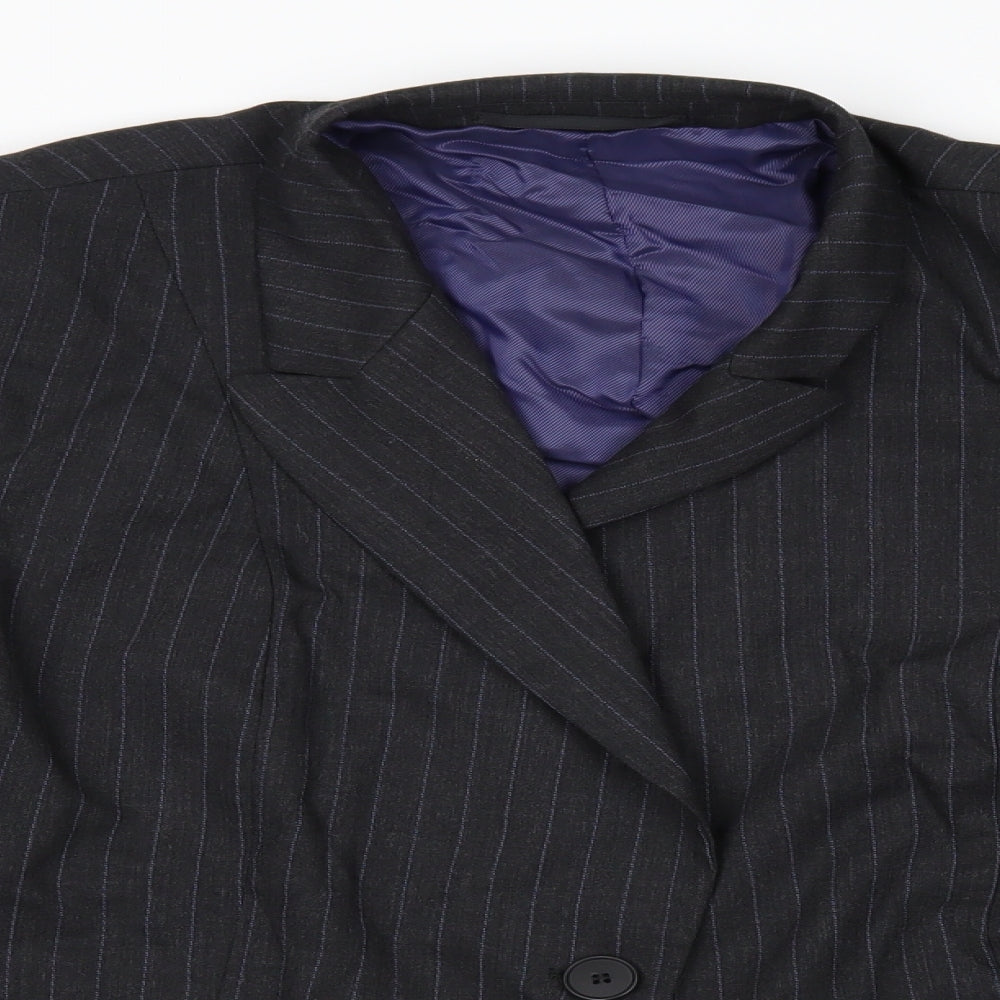 Preworn Womens Grey Striped  Jacket Blazer Size 18