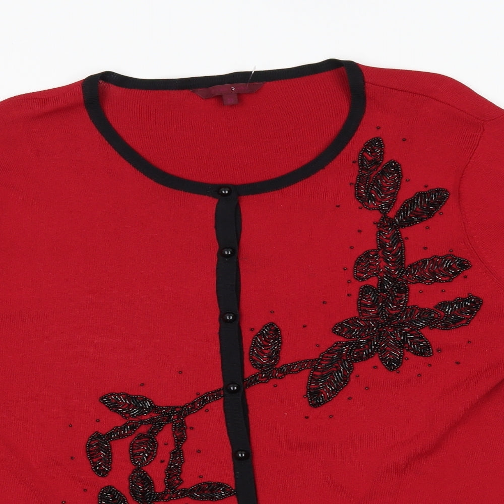 After Dark Womens Red   Cardigan Jumper Size M