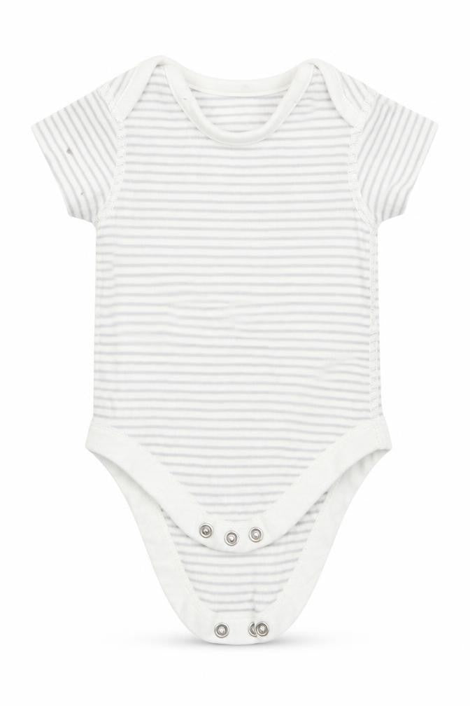 Marks and Spencer Boys Grey Striped  Romper One-Piece Size 0-3 Months