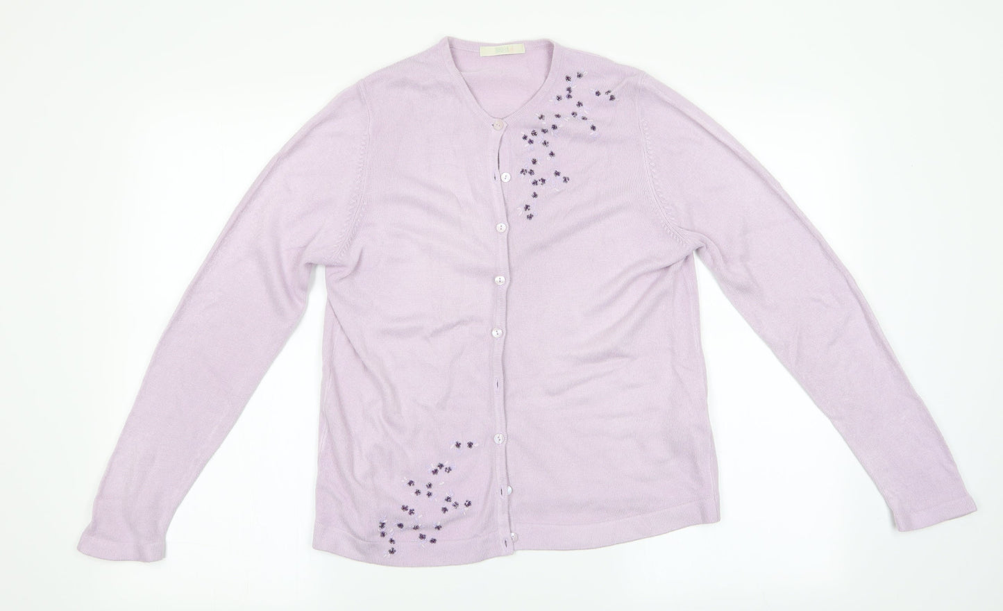 Marks and Spencer Womens Purple Floral  Cardigan Jumper Size 12