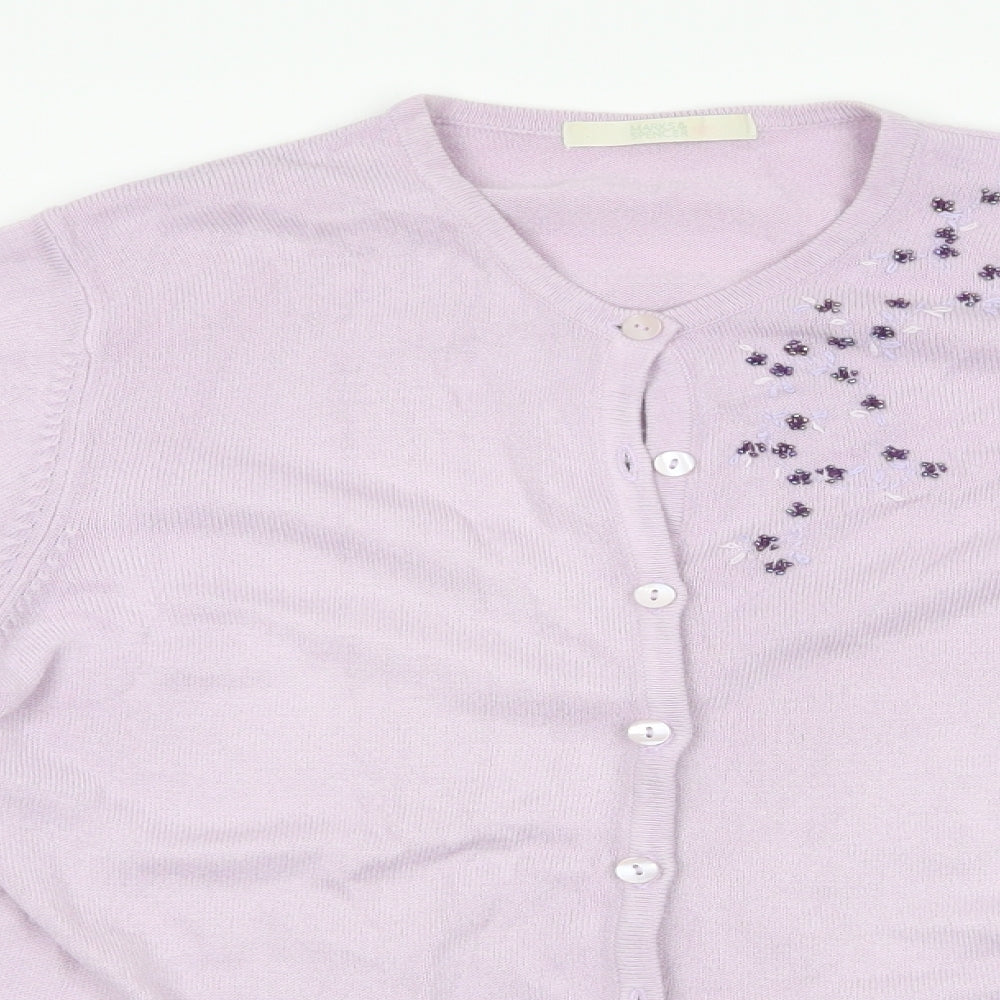 Marks and Spencer Womens Purple Floral  Cardigan Jumper Size 12