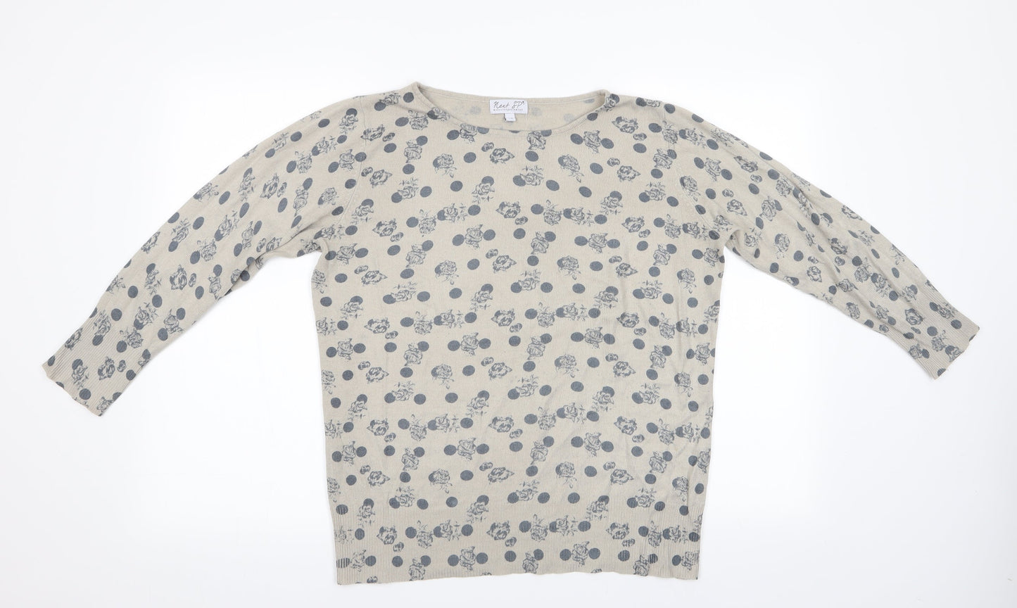 NEXT Womens Beige Floral  Pullover Jumper Size 14