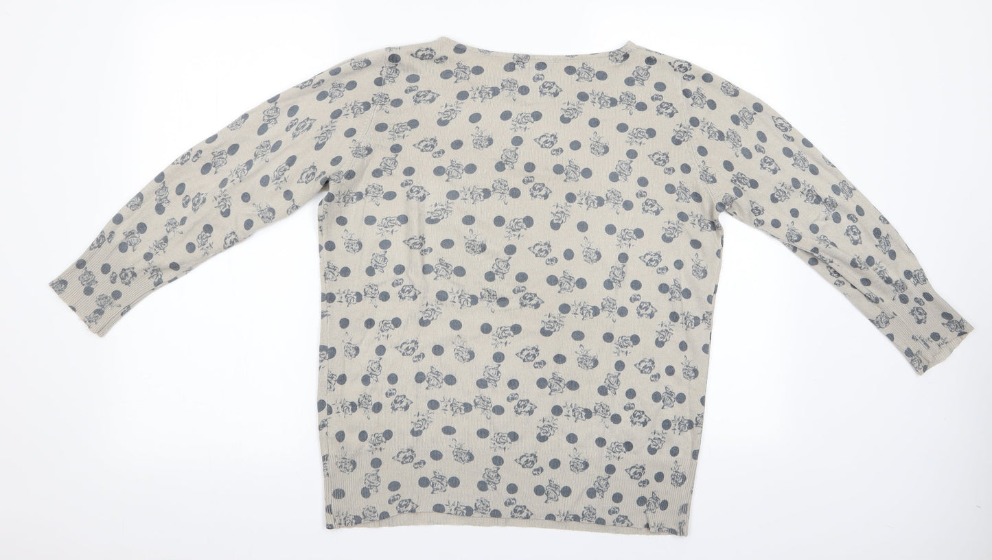 NEXT Womens Beige Floral  Pullover Jumper Size 14