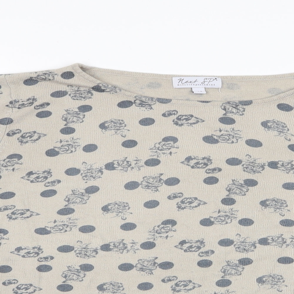 NEXT Womens Beige Floral  Pullover Jumper Size 14