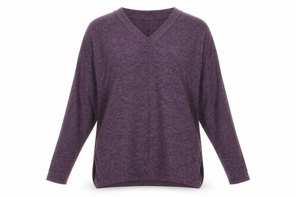 Front view of Atmosphere women’s purple jumper, size UK 6