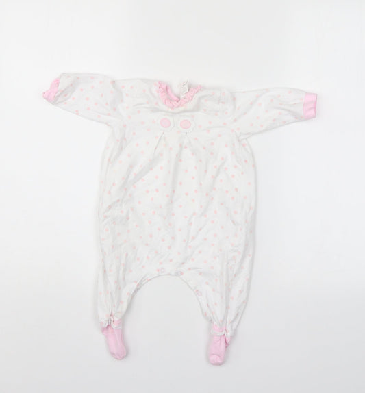 GRI Girls White Polka Dot  Babygrow One-Piece Size 6-9 Months